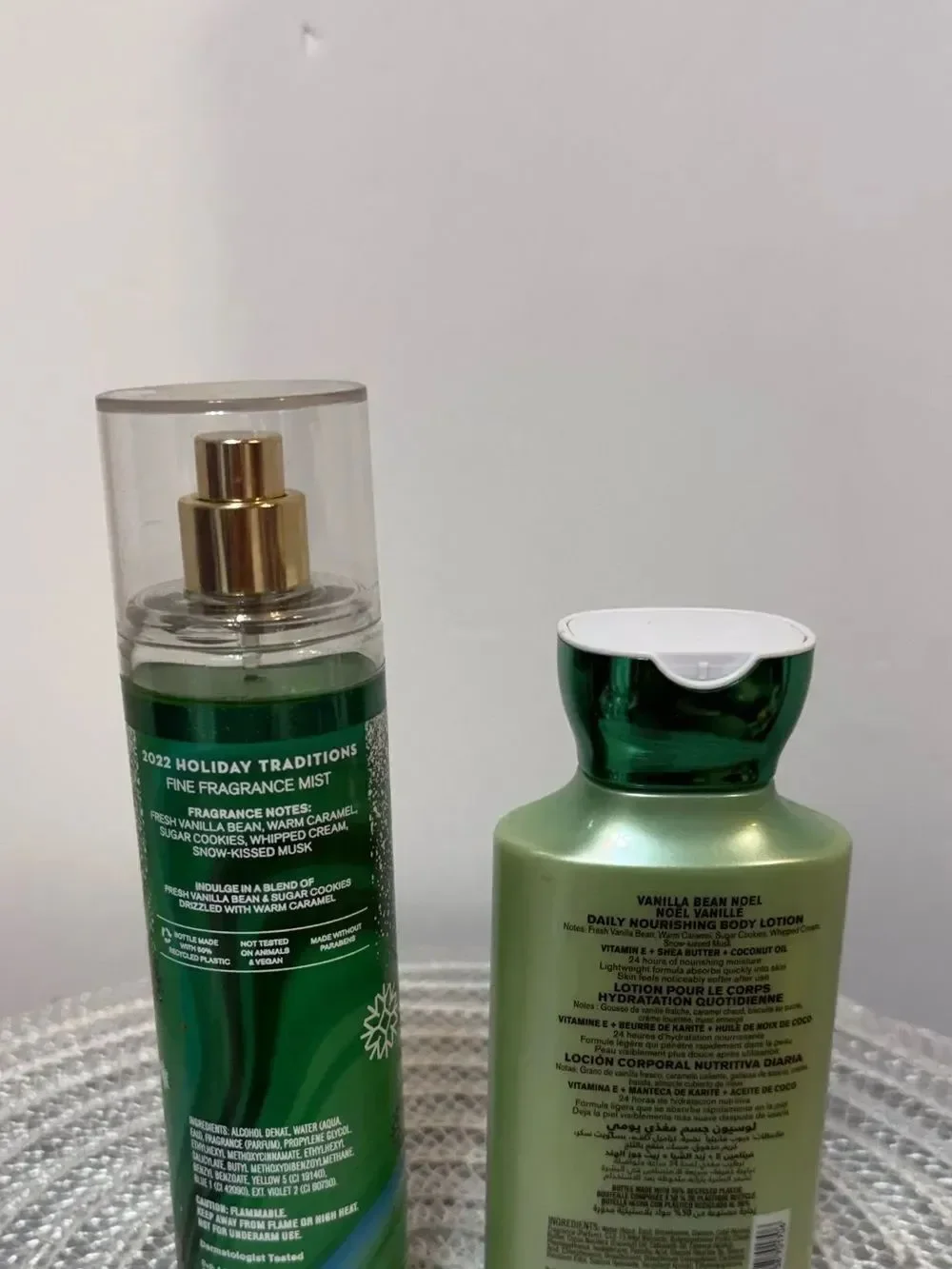 BBW Vanilla Bean Noel Fragrance Mist and Body Lotion Set of 2 NWT